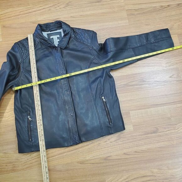 Carbon 2 Cobalt Womens Size XL Printemps Leather Jacket Lined Black Quilted Zip - Picture 12 of 12